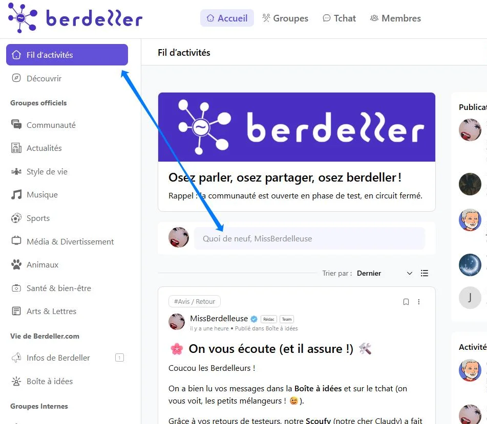 Illustration comment publier sur mon profil Berdeller