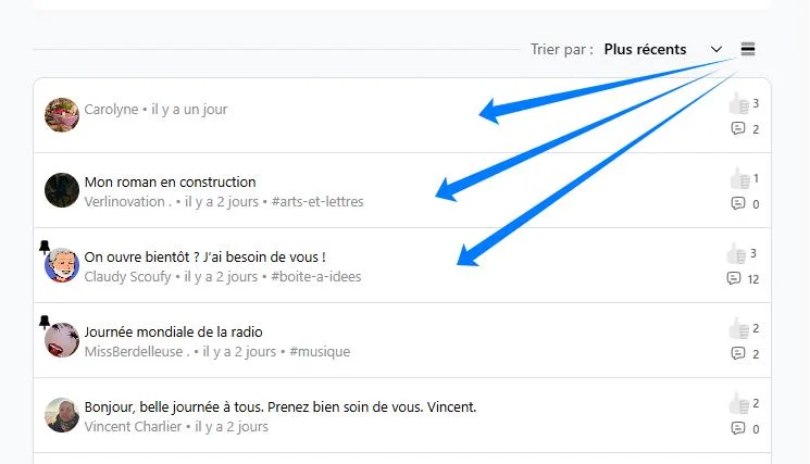 Illustration du mode d'affichage